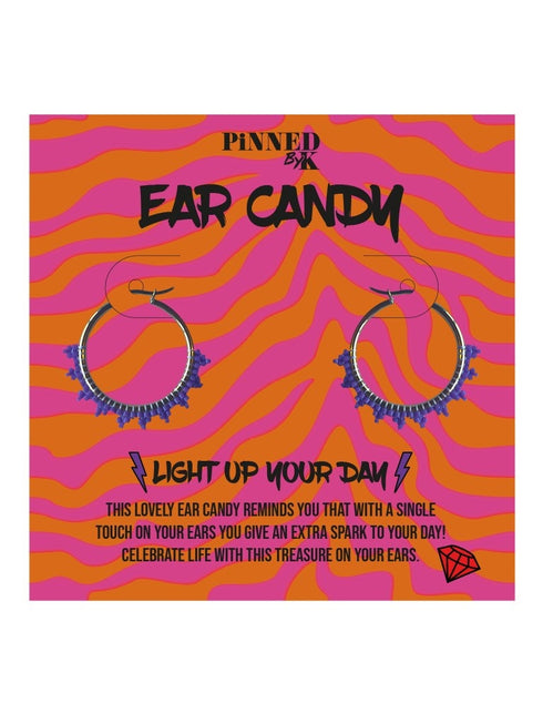 Ear Candy Purple Black Beads